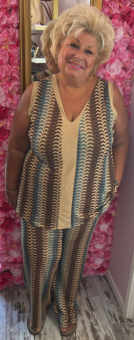 Set Beauty Shine Bruin-Blauw Plus Size maat 48 t/m 56