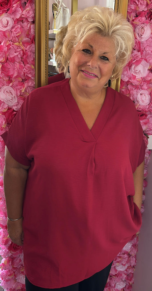 Blouse Joanie Bordeaux Plus Size maat 48 t/m 54-56