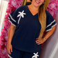 Set Palm Donker Blauw Plus Size tot Maat 48
