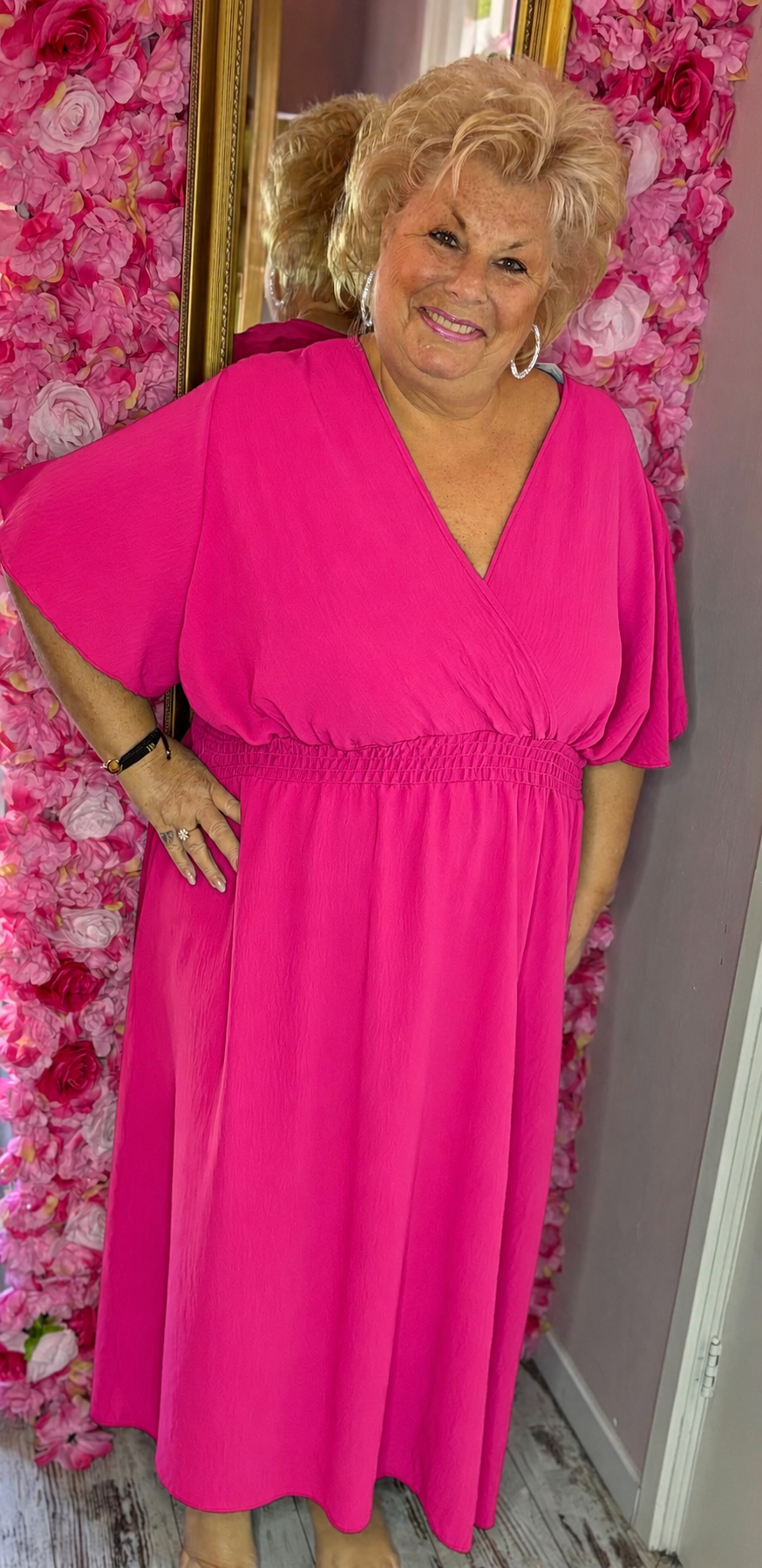 Lange Jurk Ela Fuchsia Maat 48 t/m 54-56