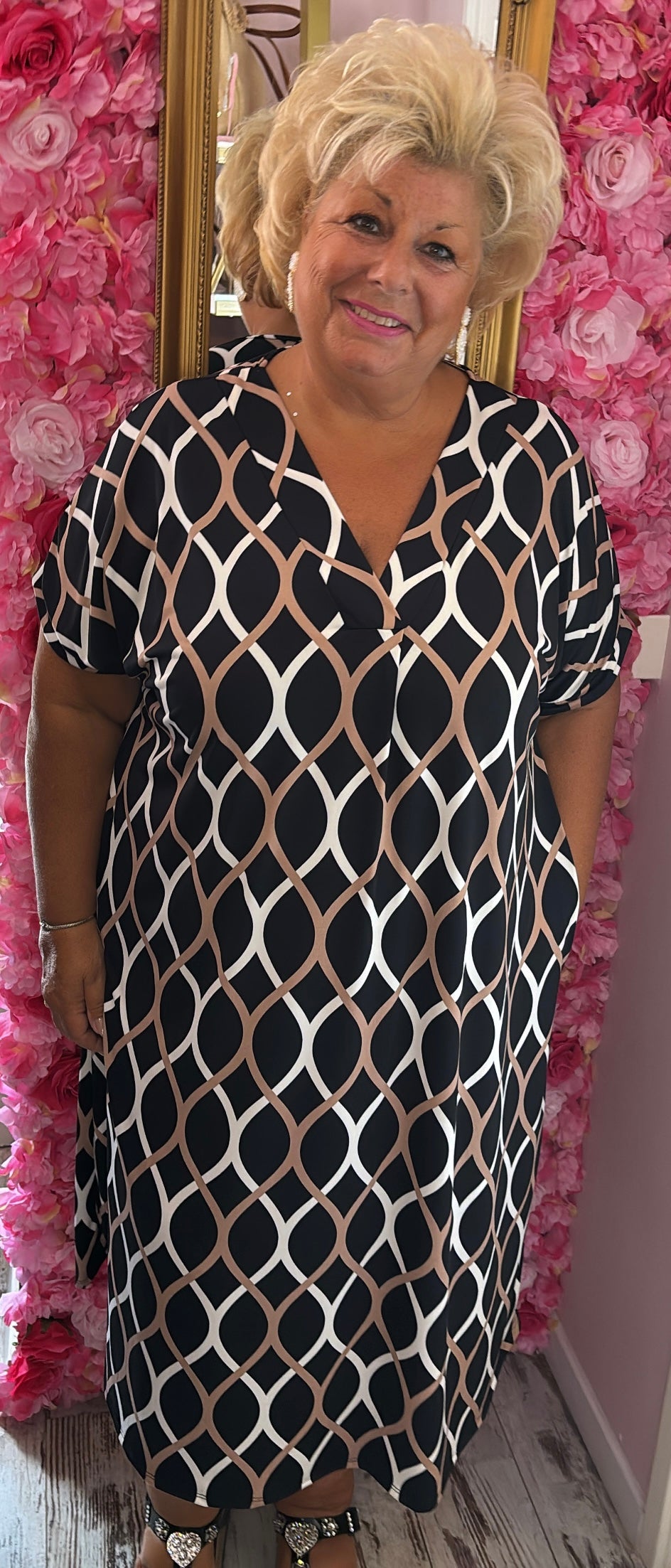 Jurk Autum Zwart-Bruin Plus Size 48 t/m 54-56