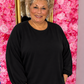 Long Sleeve Balloon Soft Zwart Plus Size maat 46 t/m 50