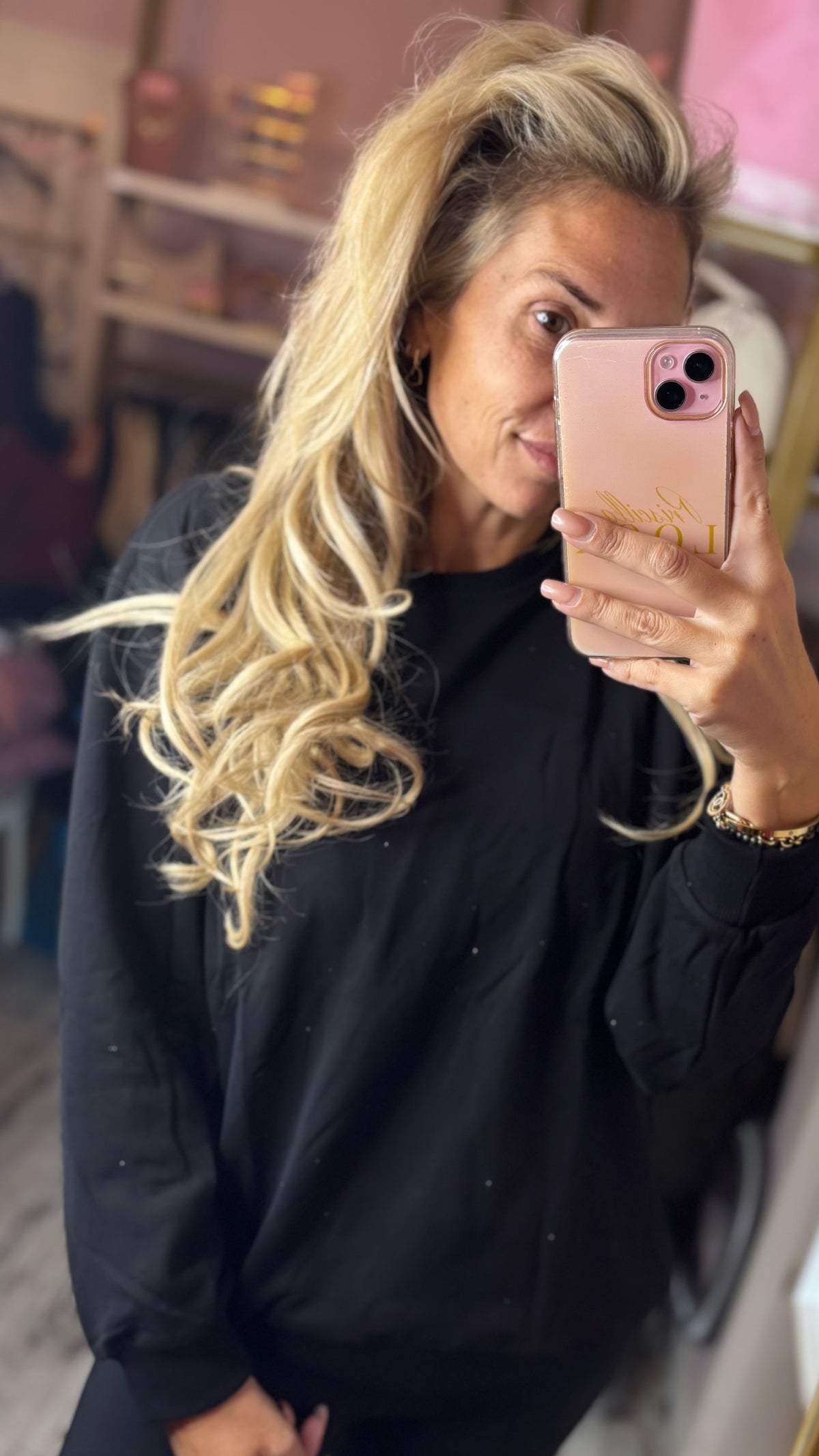 Sweater strass Zwart tot Maat 44