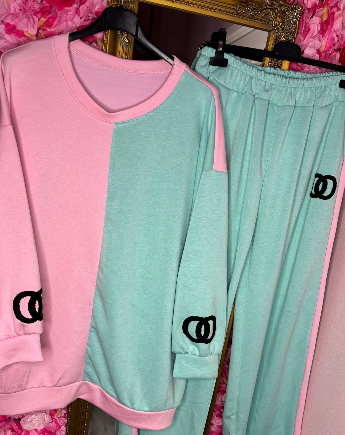 Comfy Set Chantie Roze-Mint Plus Size maat 46 t/m 54