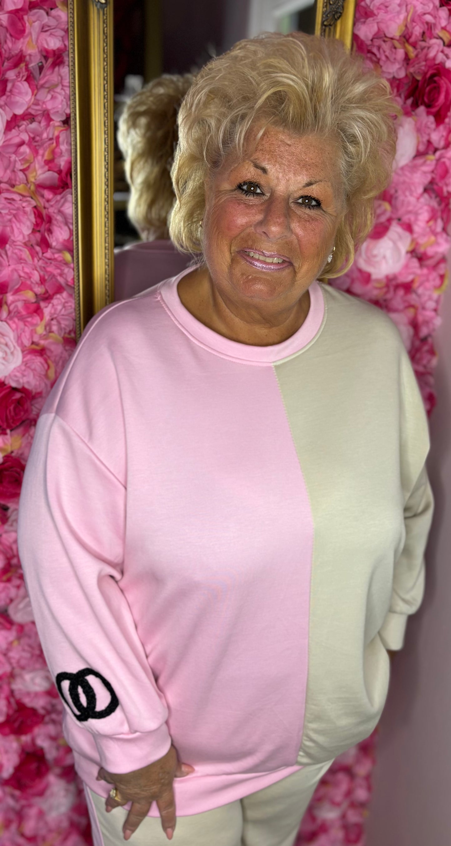 Comfy Set Chantie Beige-Roze Plus Size maat 46 t/m 54