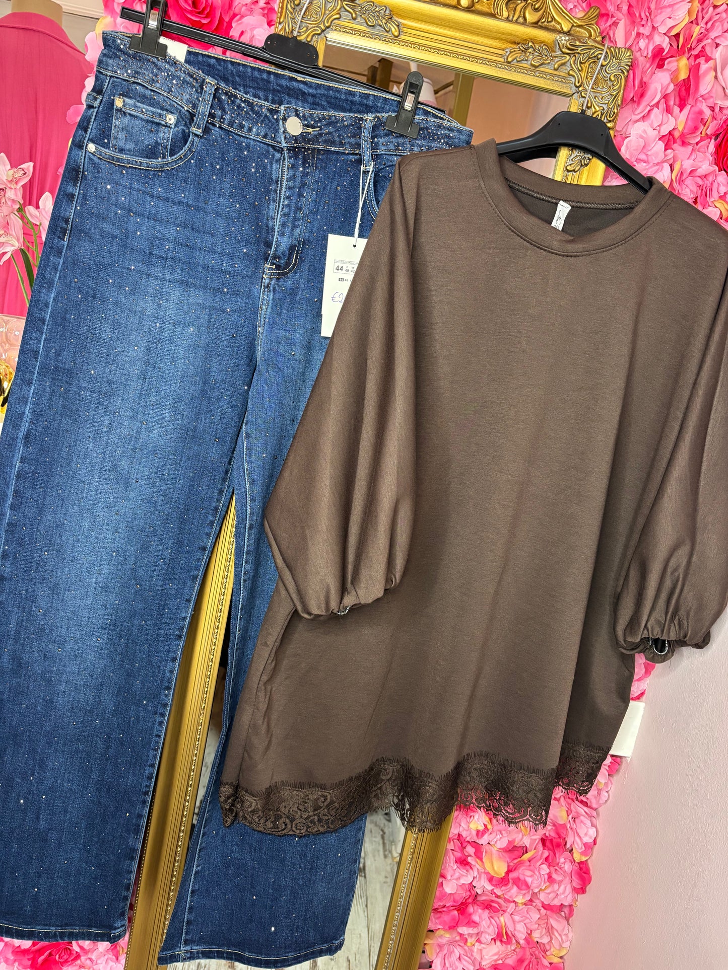 T-shirt Soft Romance Bruin Plus Size Maat 44 t/m 50