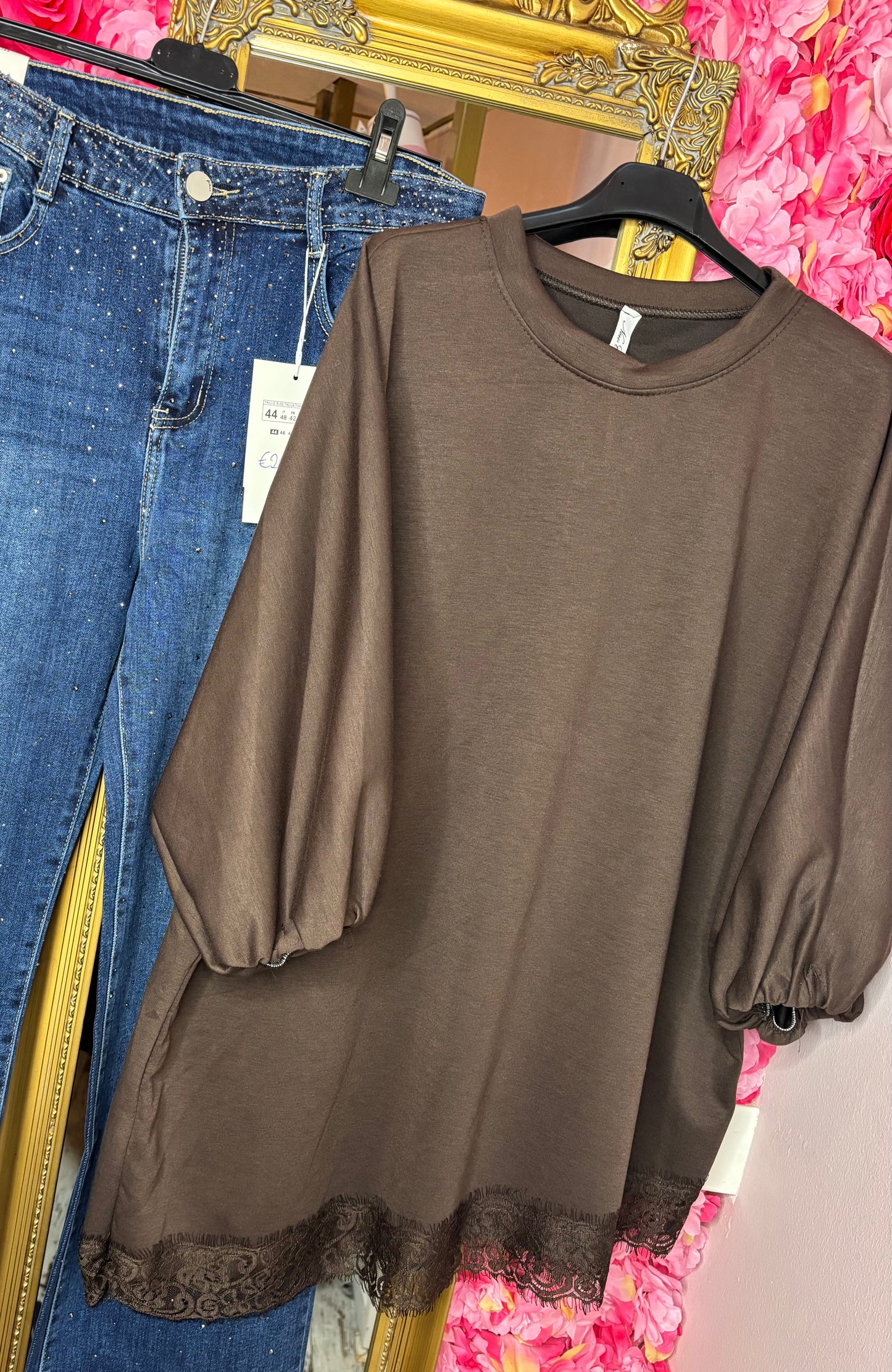 T-shirt Soft Romance Bruin Plus Size Maat 44 t/m 50
