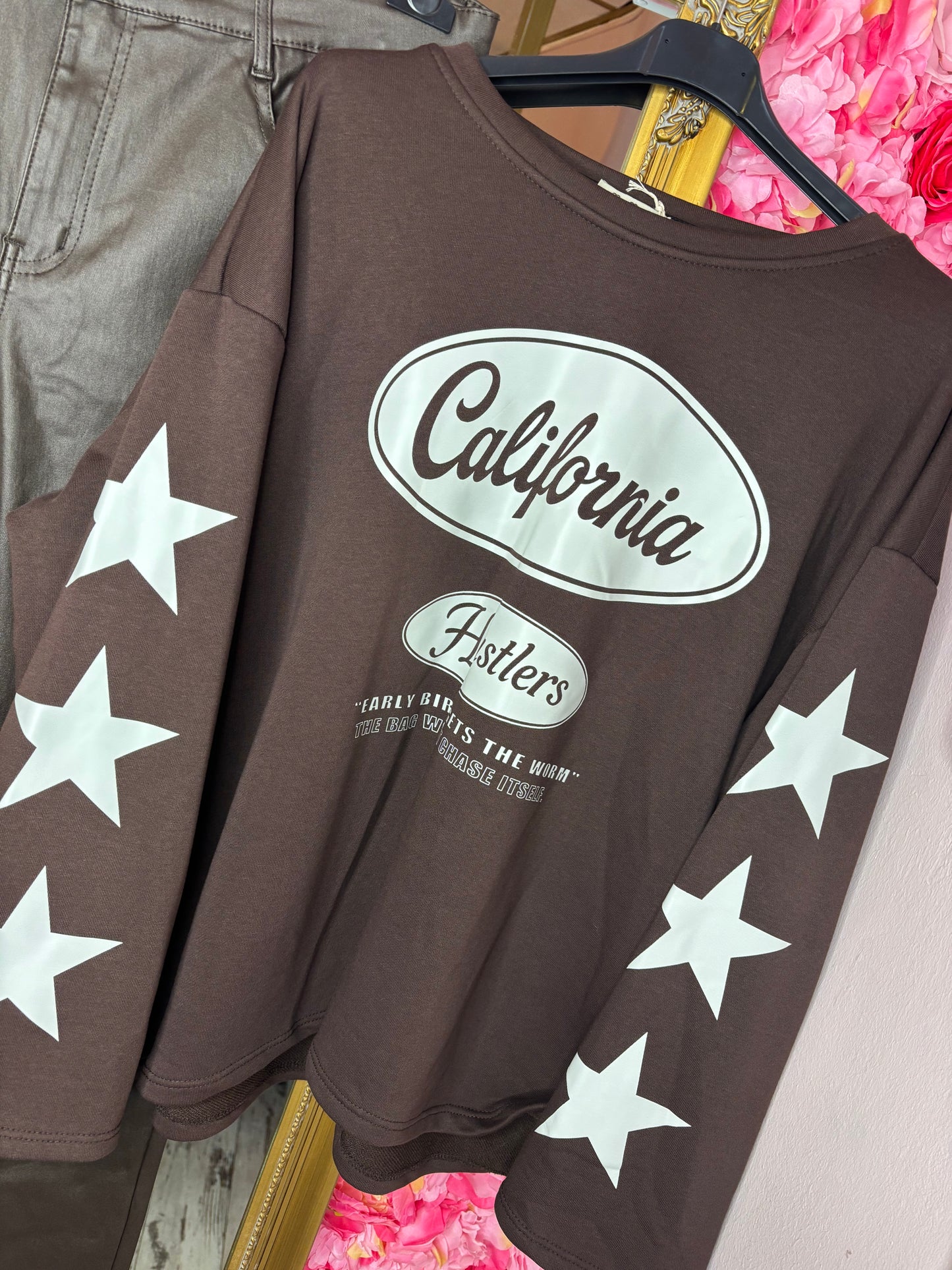 Long Sleeve Cali Funk Bruin Plus Size tot maat 48