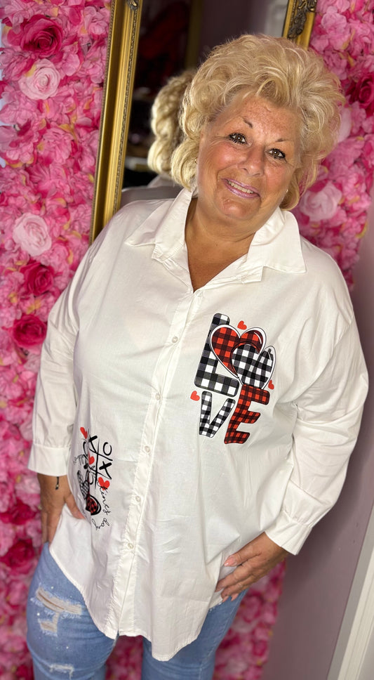 Blouse Katoen Love Maat 46 t/m 52-54
