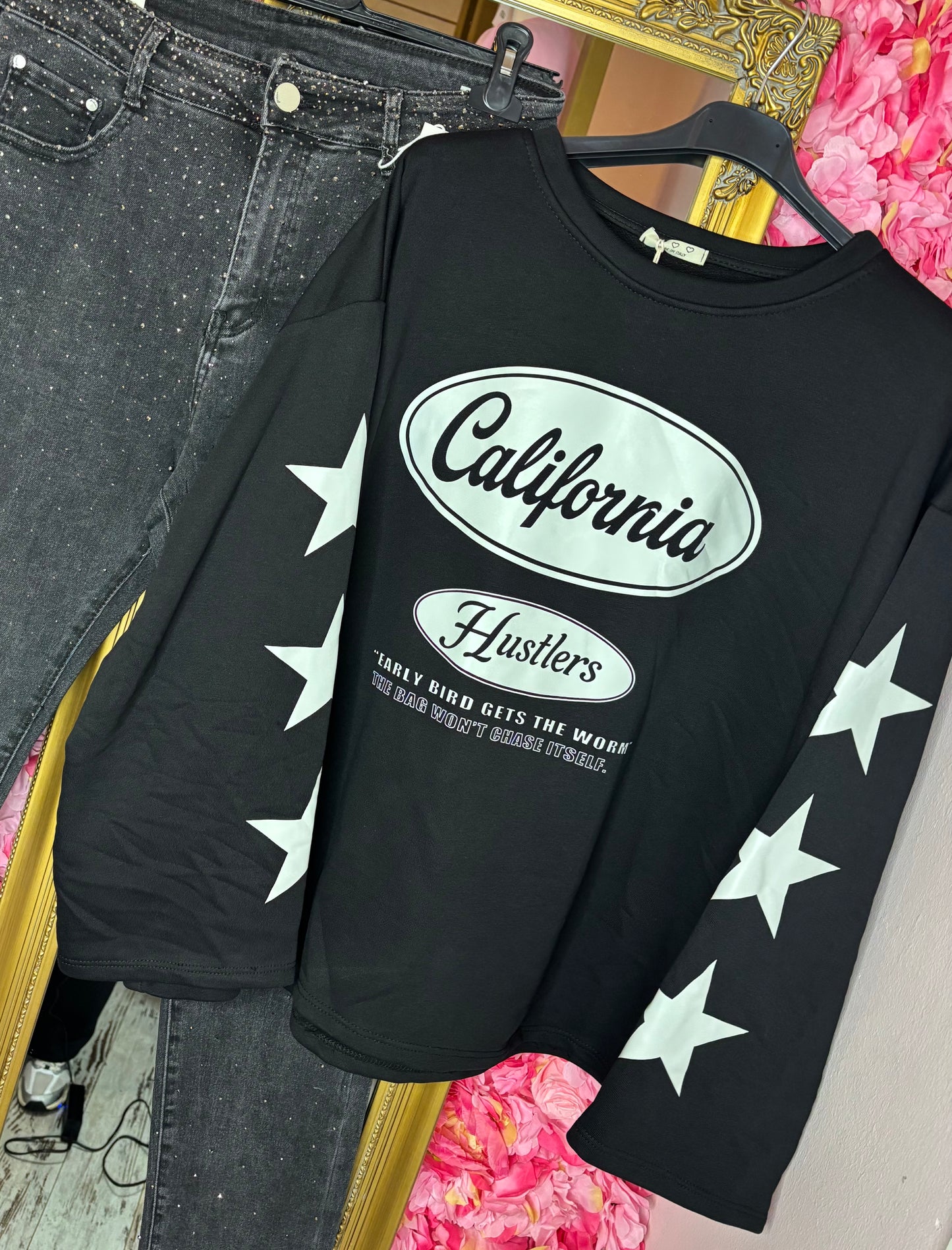 Long Sleeve Cali Funk Zwart Plus Size tot maat 48