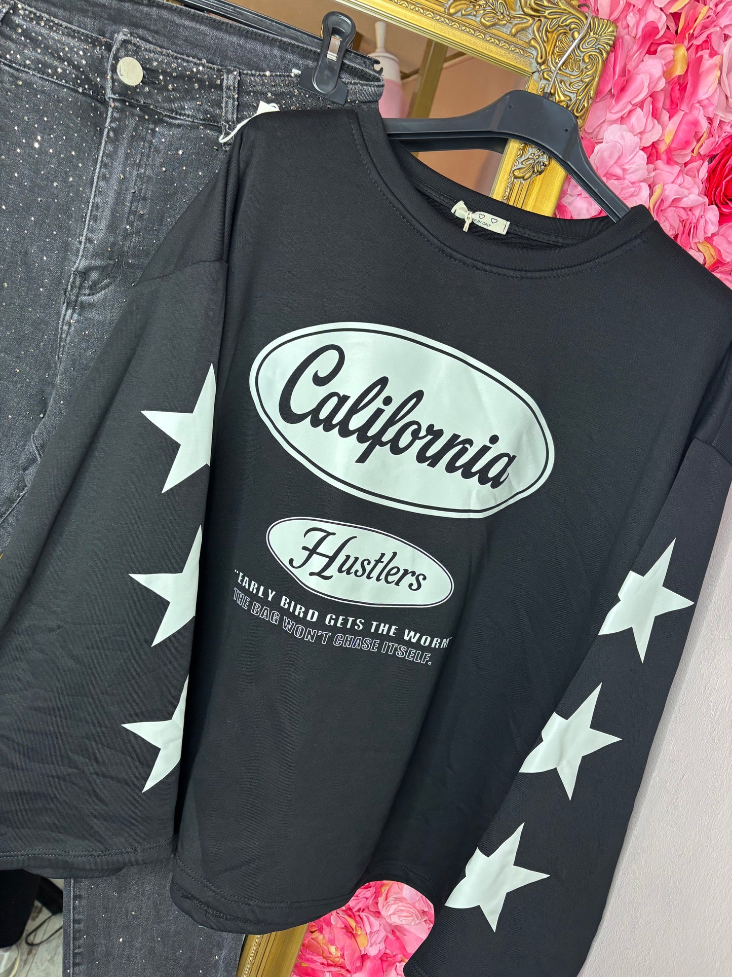 Long Sleeve Cali Funk Zwart Plus Size tot maat 48
