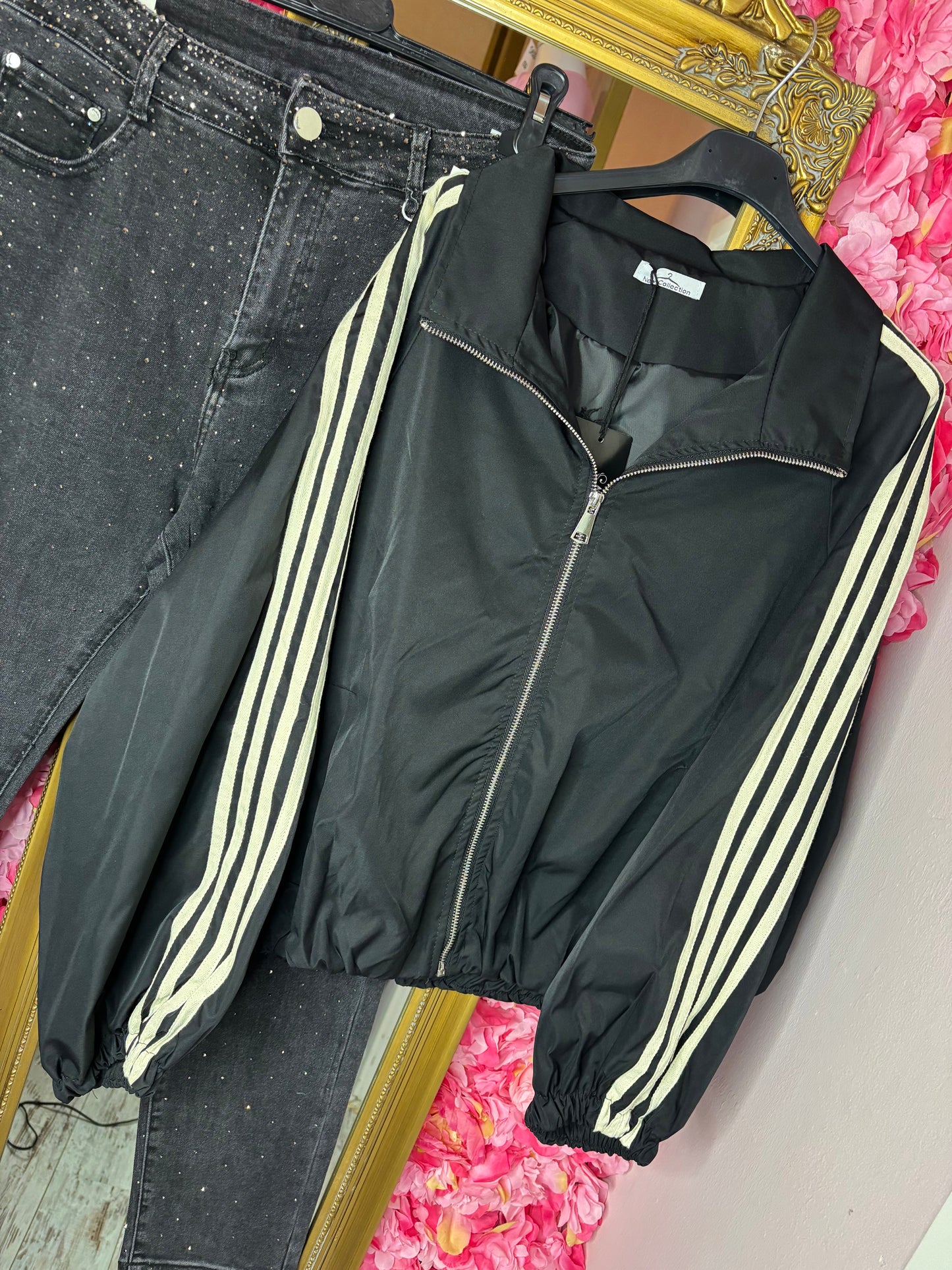 Jack Bomber Stripe Zwart Plus Size maat 44 tot 48-50