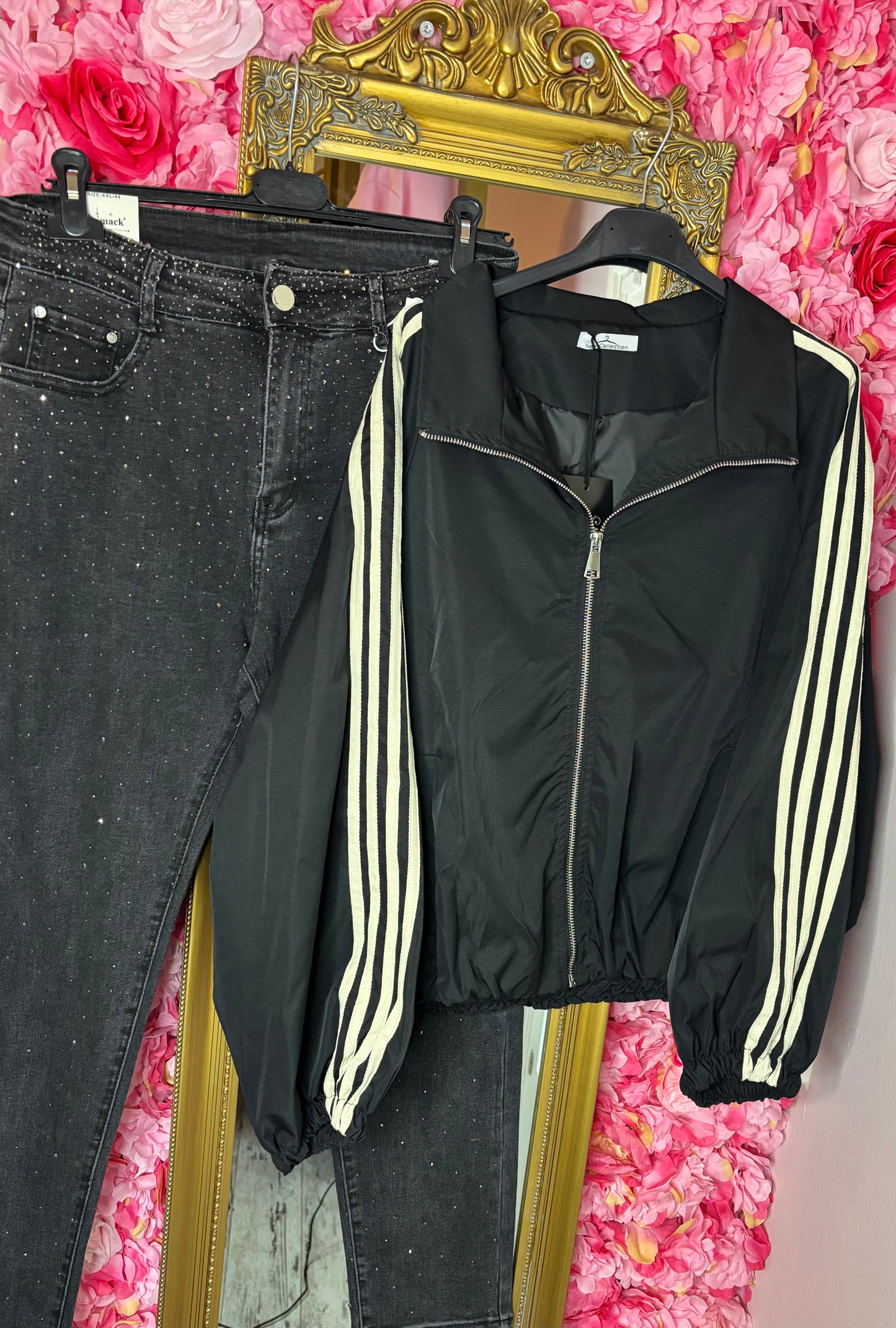 Jack Bomber Stripe Zwart Plus Size maat 44 tot 48-50