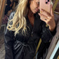 Short Trench Leather Look Zwart tot maat 42