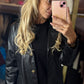 Short Trench Leather Look Zwart tot maat 42