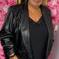 Blazer Leather Look Zwart Plus Size Maat 48 t/m 54