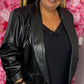 Blazer Leather Look Zwart Plus Size Maat 48 t/m 54