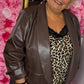 Blazer Leather Look Bruin Plus Size Maat 48 t/m 54