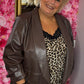 Blazer Leather Look Bruin Plus Size Maat 48 t/m 54