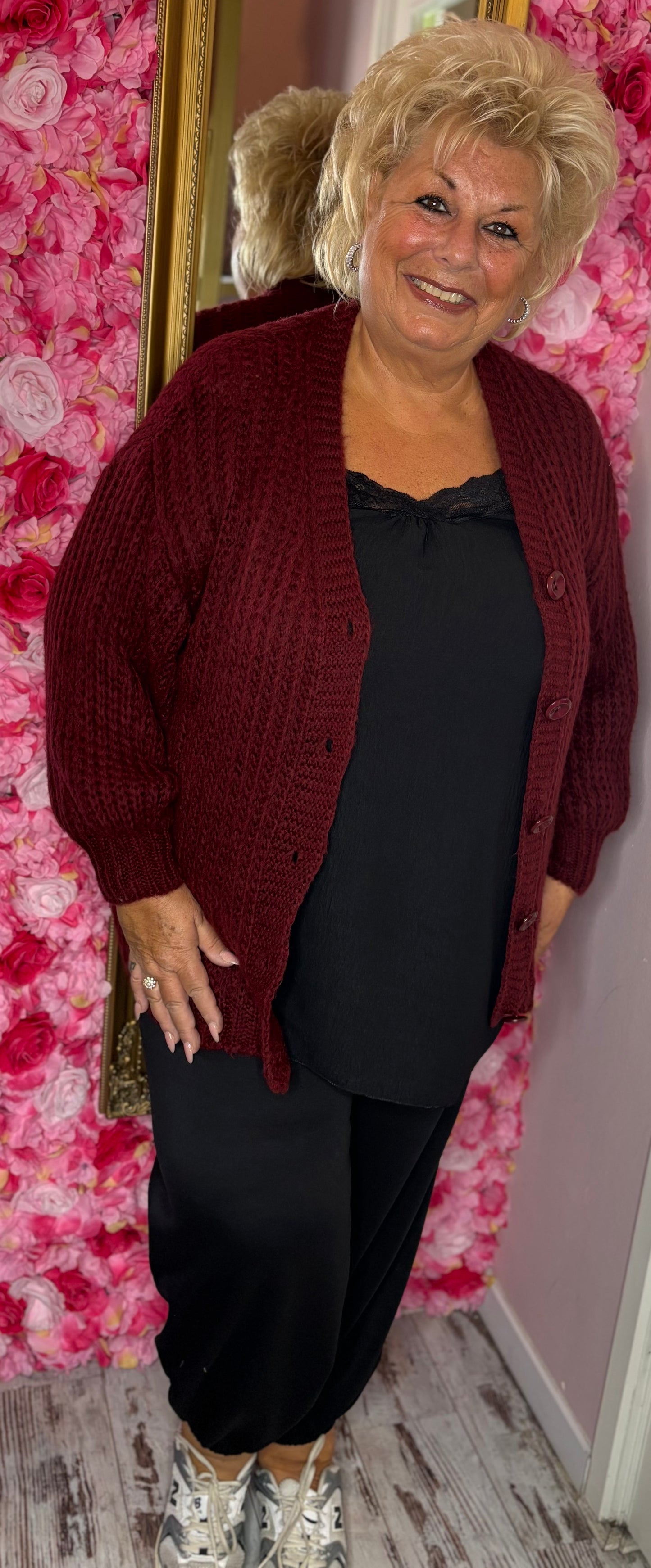 Vest Cozy Bordeaux Plus size Maat 48 t/m 54
