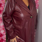 Jas Lang Leather Look Bordeaux Plus Size maat 50 t/m 54-56