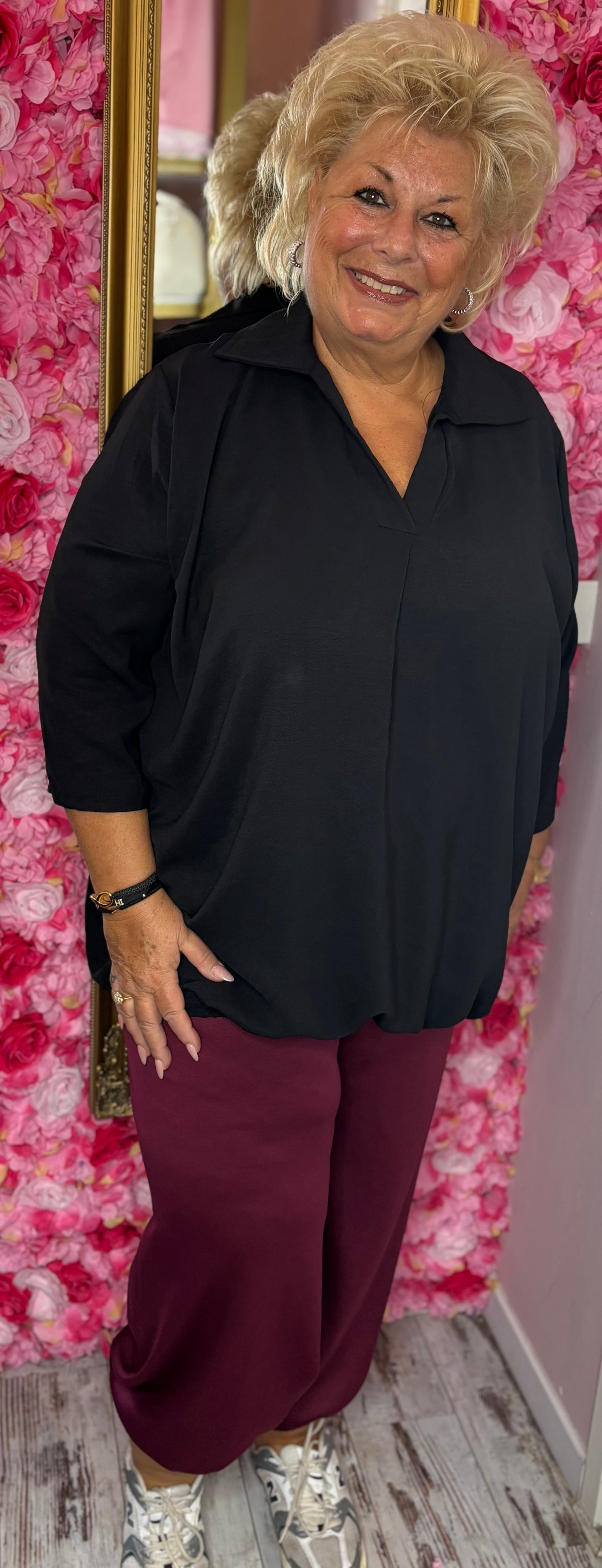 Broek Comfy Pof Bordeaux Plus Size Maat 48 t/m 54