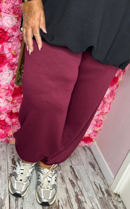 Broek Comfy Pof Bordeaux Plus Size Maat 48 t/m 54