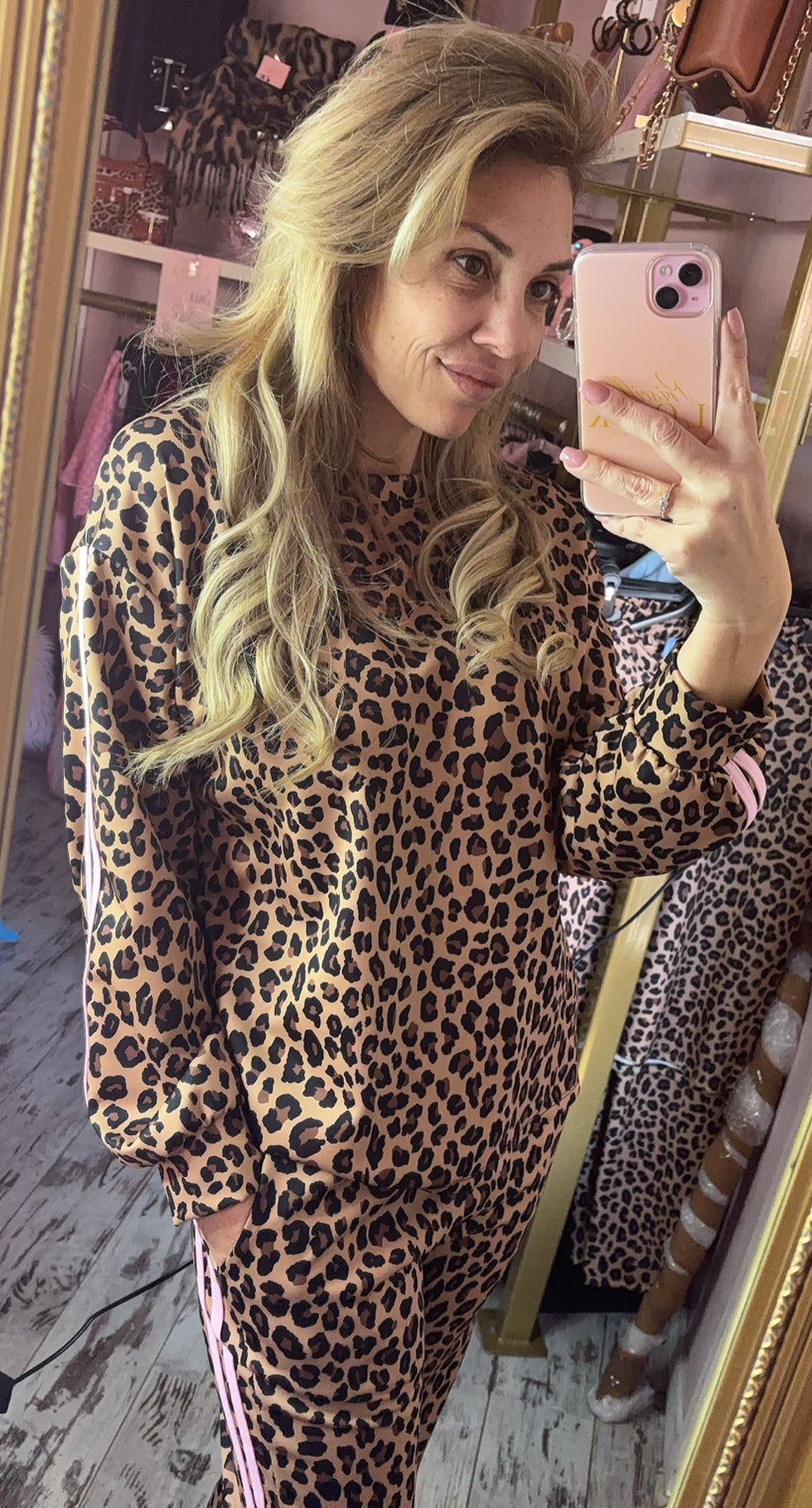 Comfy Set Panter Stripe Roze tot maat 42