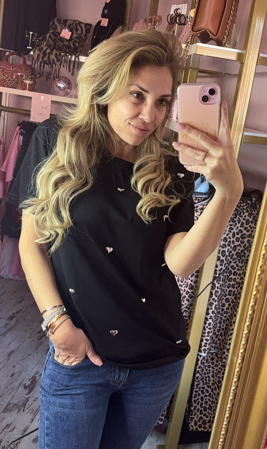 T-shirt Heart Zwart tot Maat 40