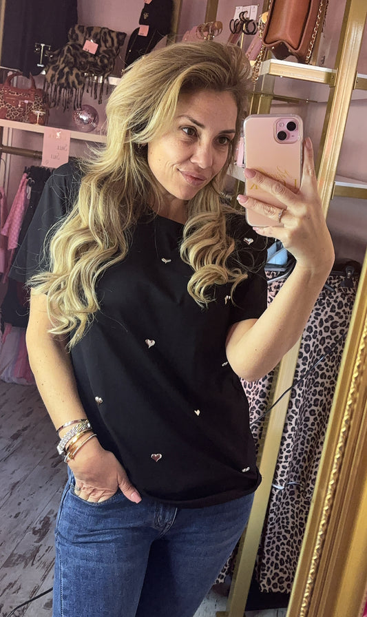 T-shirt Heart Zwart tot Maat 40