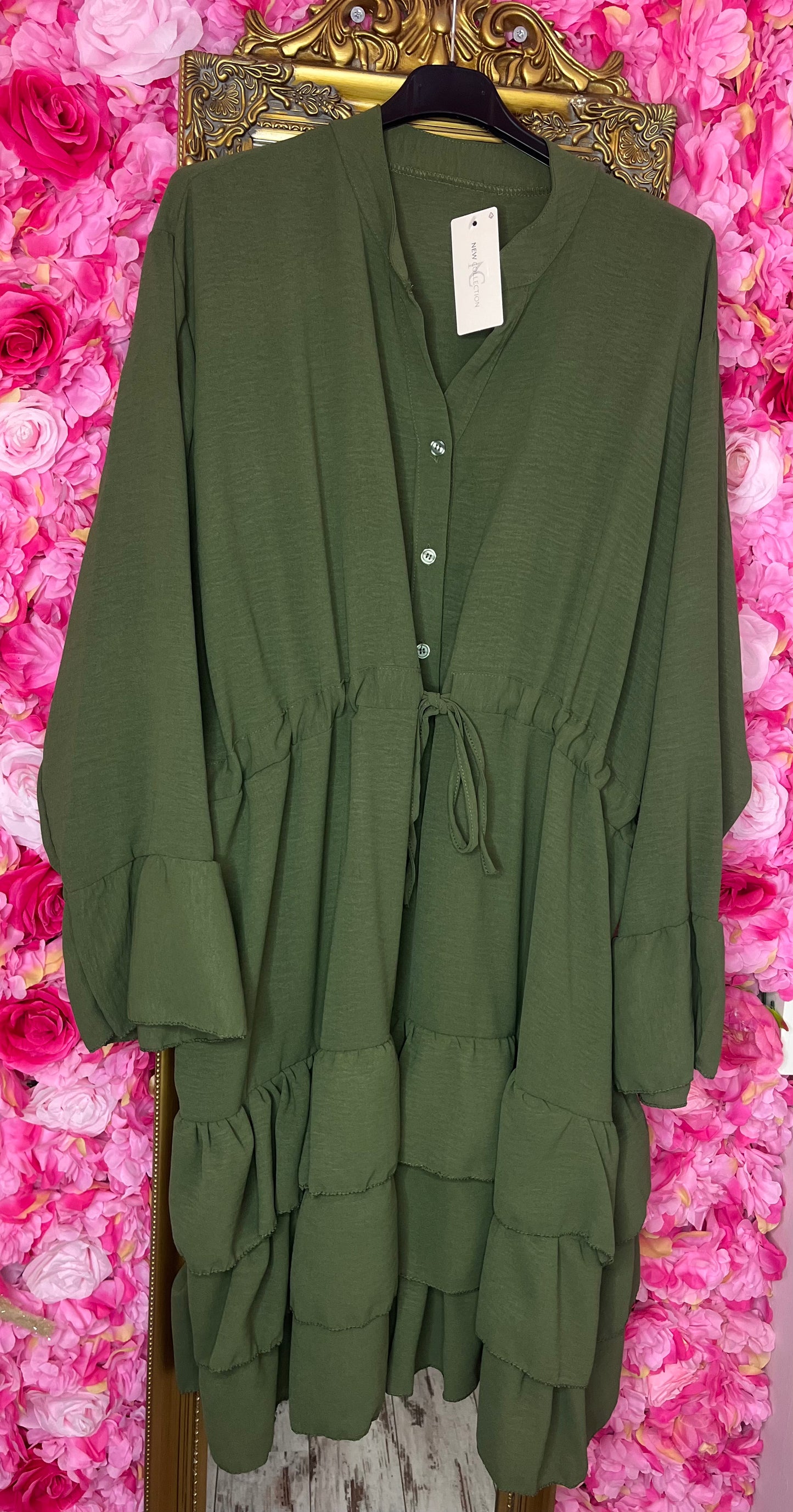 Jurk Marbella Autum Leger groen Plus Size 48 t/m 54-56