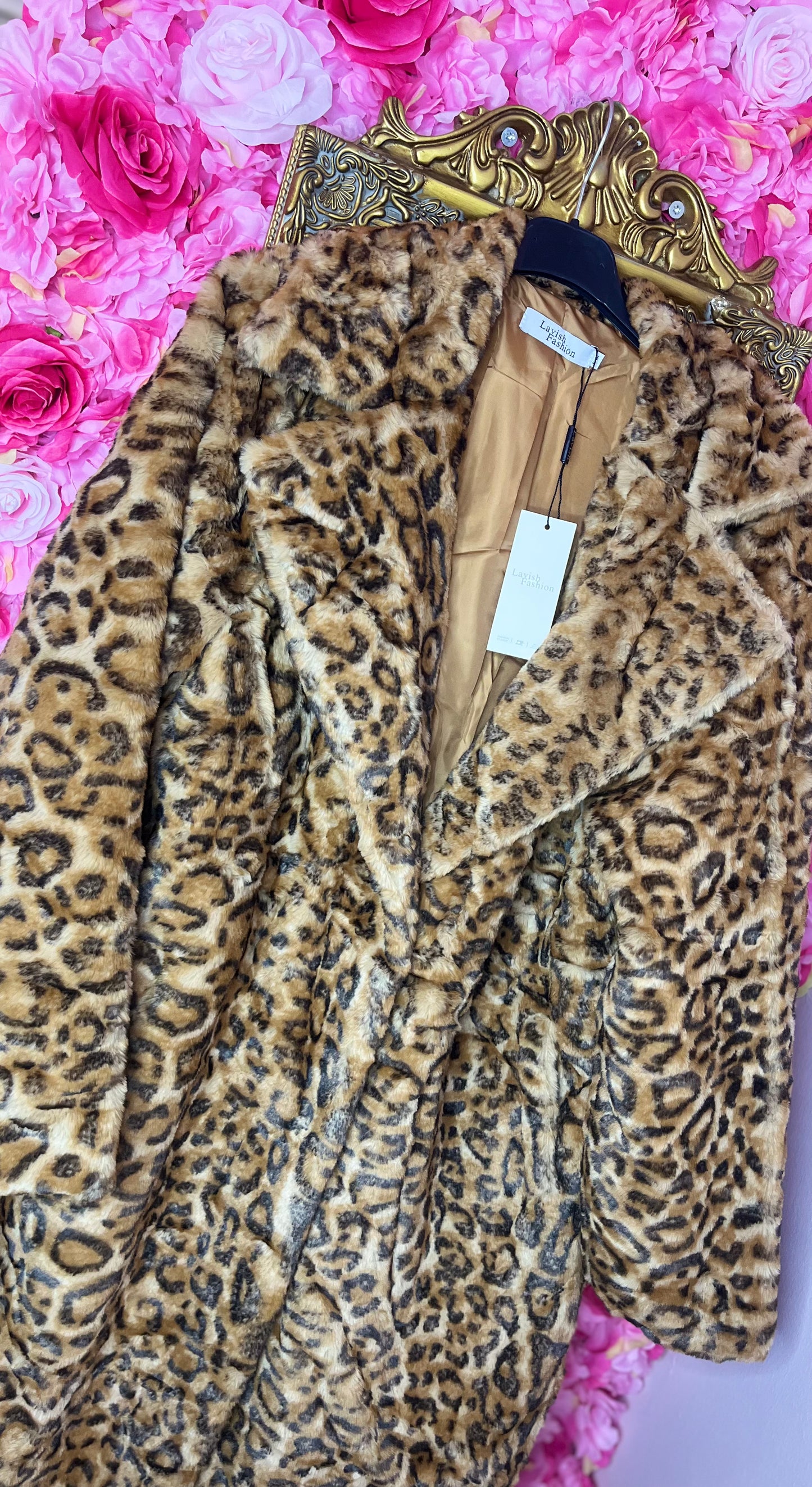Jas Long Fur Panter Plus Size Maat 44 t/m 52 (dicht)