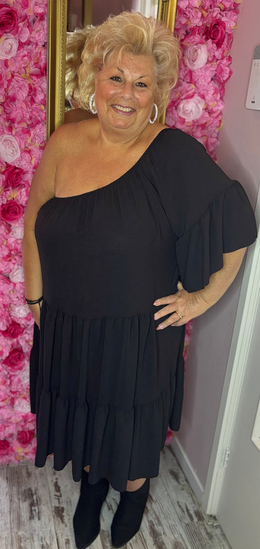 •LUCKY LOOK* Jurk-Tuniek One Zwart Maat 50 t/m 58