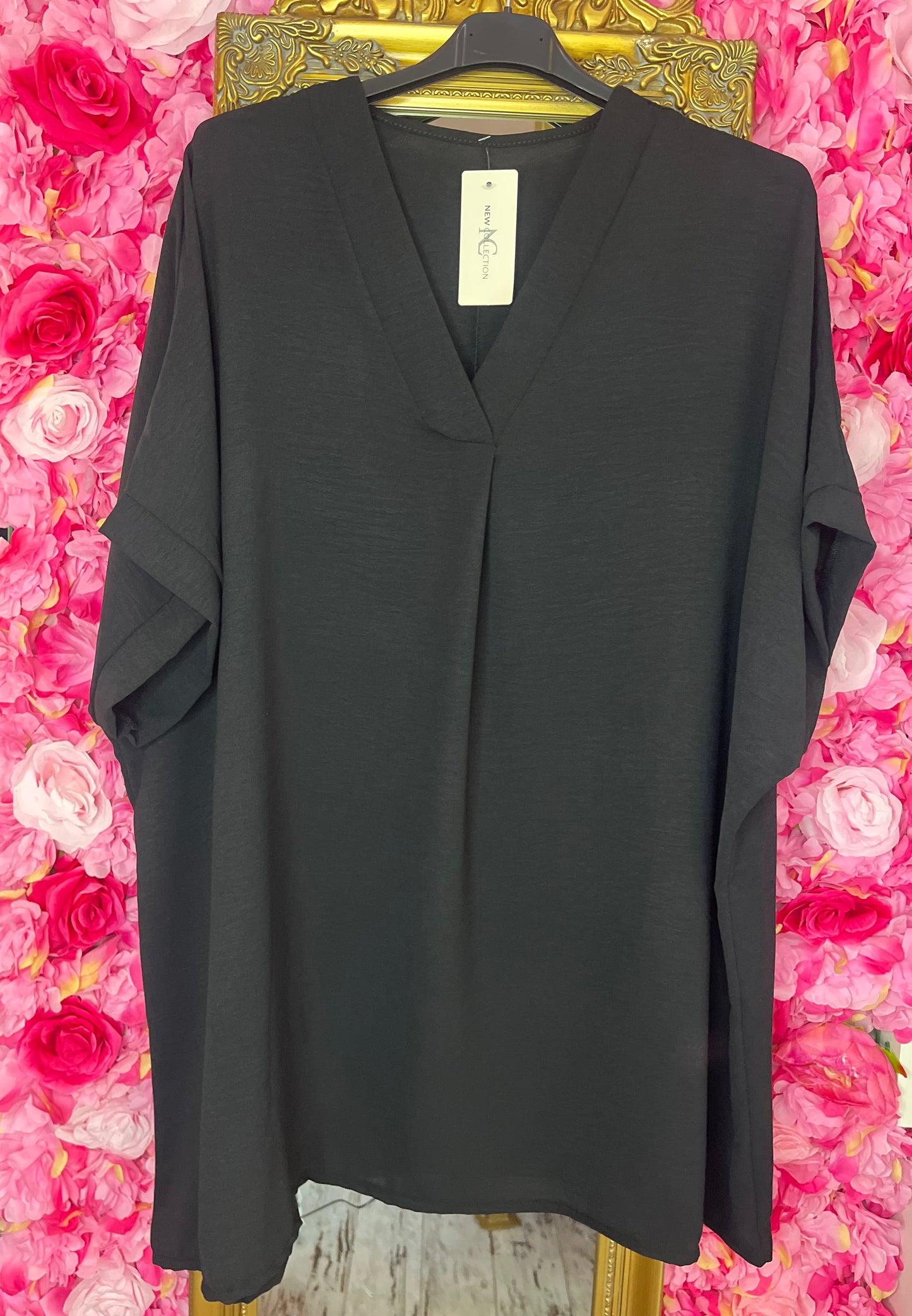 Blouse Joanie Zwart Plus Size maat 48 t/m 54-56