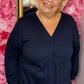 Long Sleeve Basic Essential Donker Blauw Plus Size maat 46 t/m 52