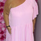 *LUCKY LOOK* Jurk-Tuniek One Licht Roze Maat 50 t/m 58