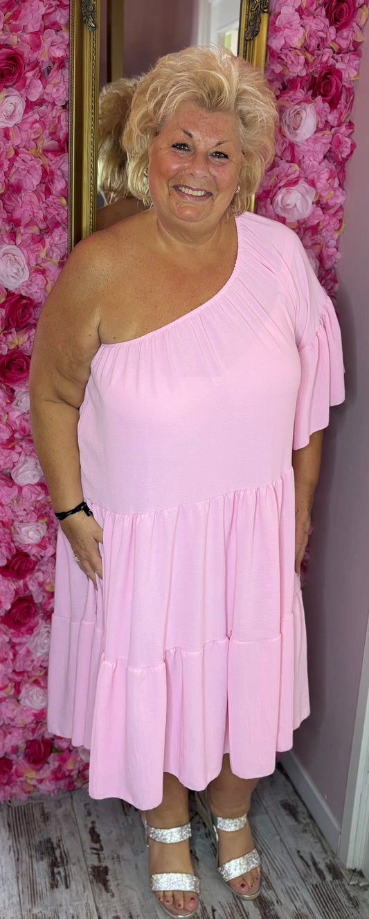 *LUCKY LOOK* Jurk-Tuniek One Licht Roze Maat 50 t/m 58