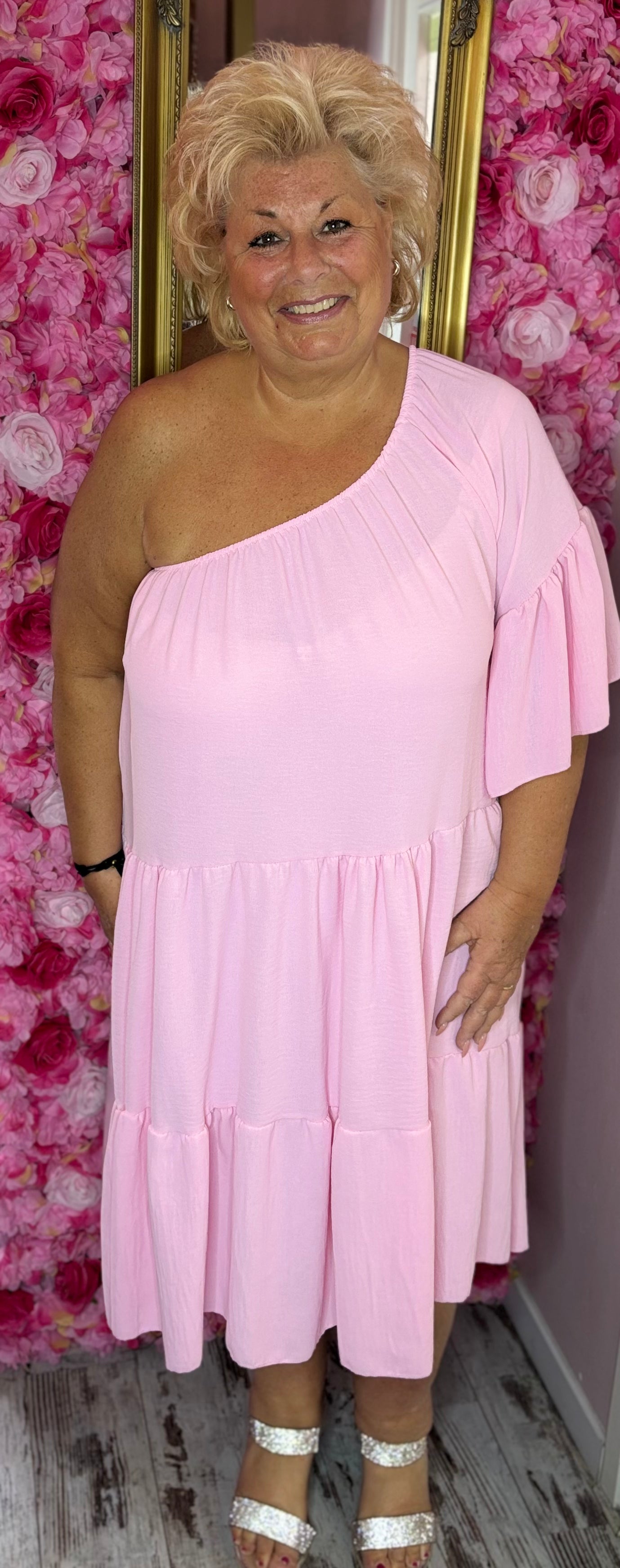 *LUCKY LOOK* Jurk-Tuniek One Licht Roze Maat 50 t/m 58