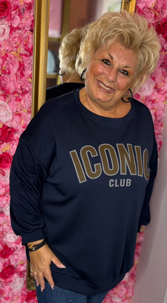 Sweater Icon Donker Blauw Plus Size Maat 46 t/m 54