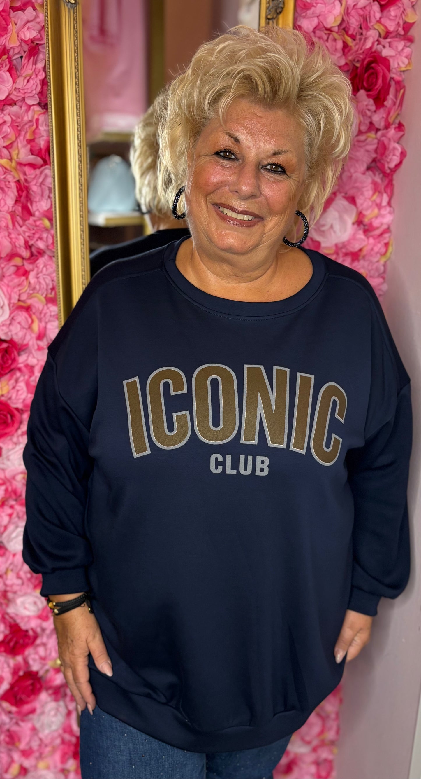 Sweater Icon Donker Blauw Plus Size Maat 46 t/m 54