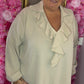 *LUCKY LOOK* Blouse Ruff Beige Plus Size maat 48 t/m 54