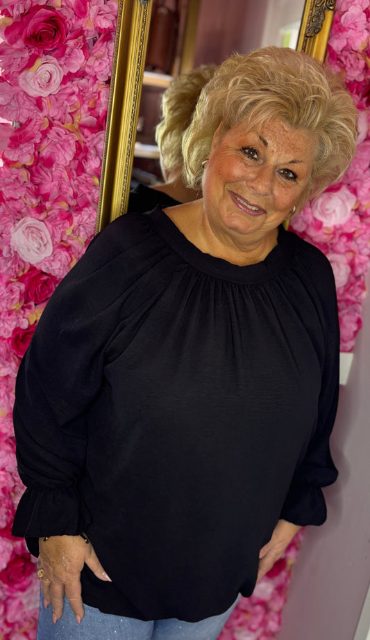 *LUCKY LOOK* Blouse Becky Zwart Plus Size maat 48 t/m 54