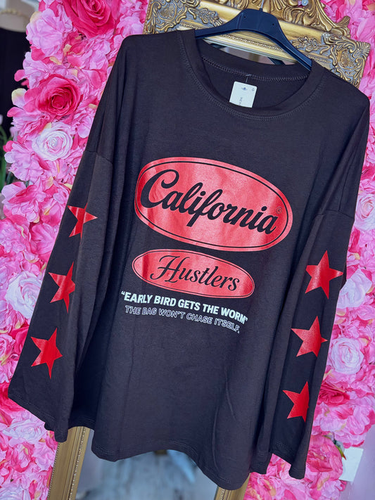 Long Sleeve California Hustler Bruin Plus Size Maat 44 t/m 48
