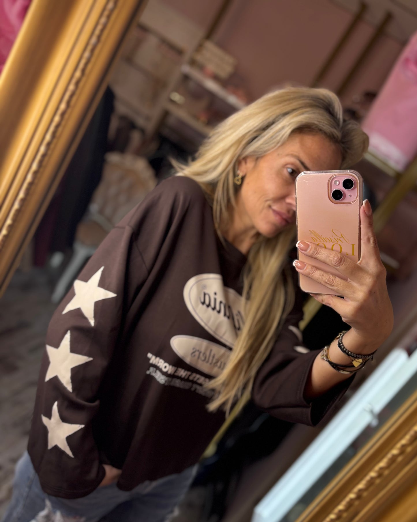 Long Sleeve Star Hustle Bruin tot Maat 42