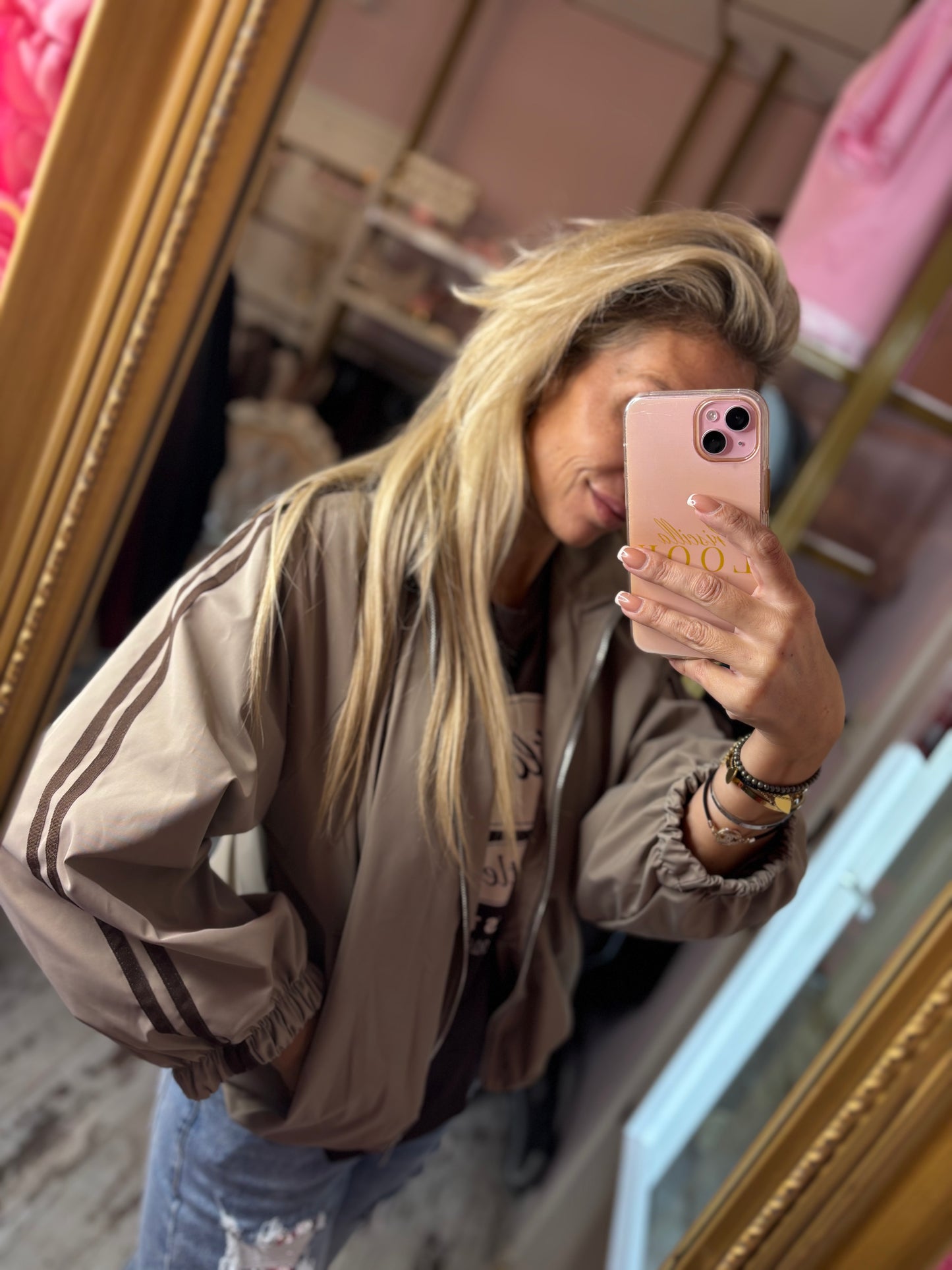 Bomber Stripe Shell Taupe tot maat 44