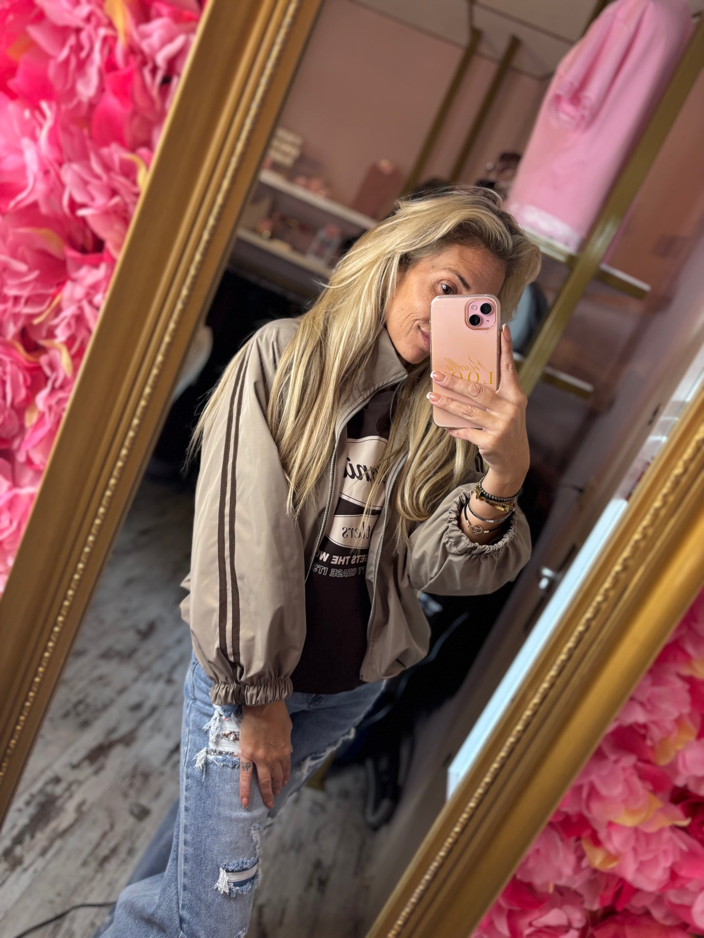 Bomber Stripe Shell Taupe tot maat 44