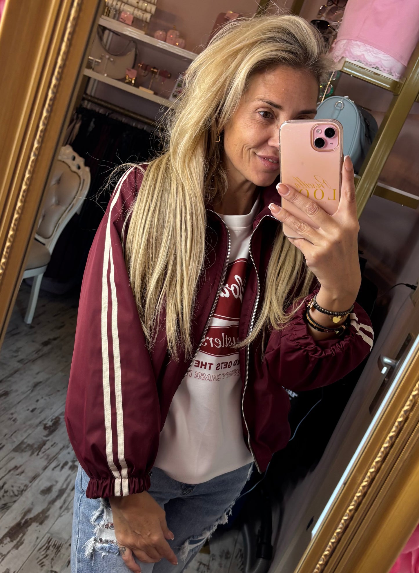 Bomber Stripe Shell Bordeaux tot maat 44