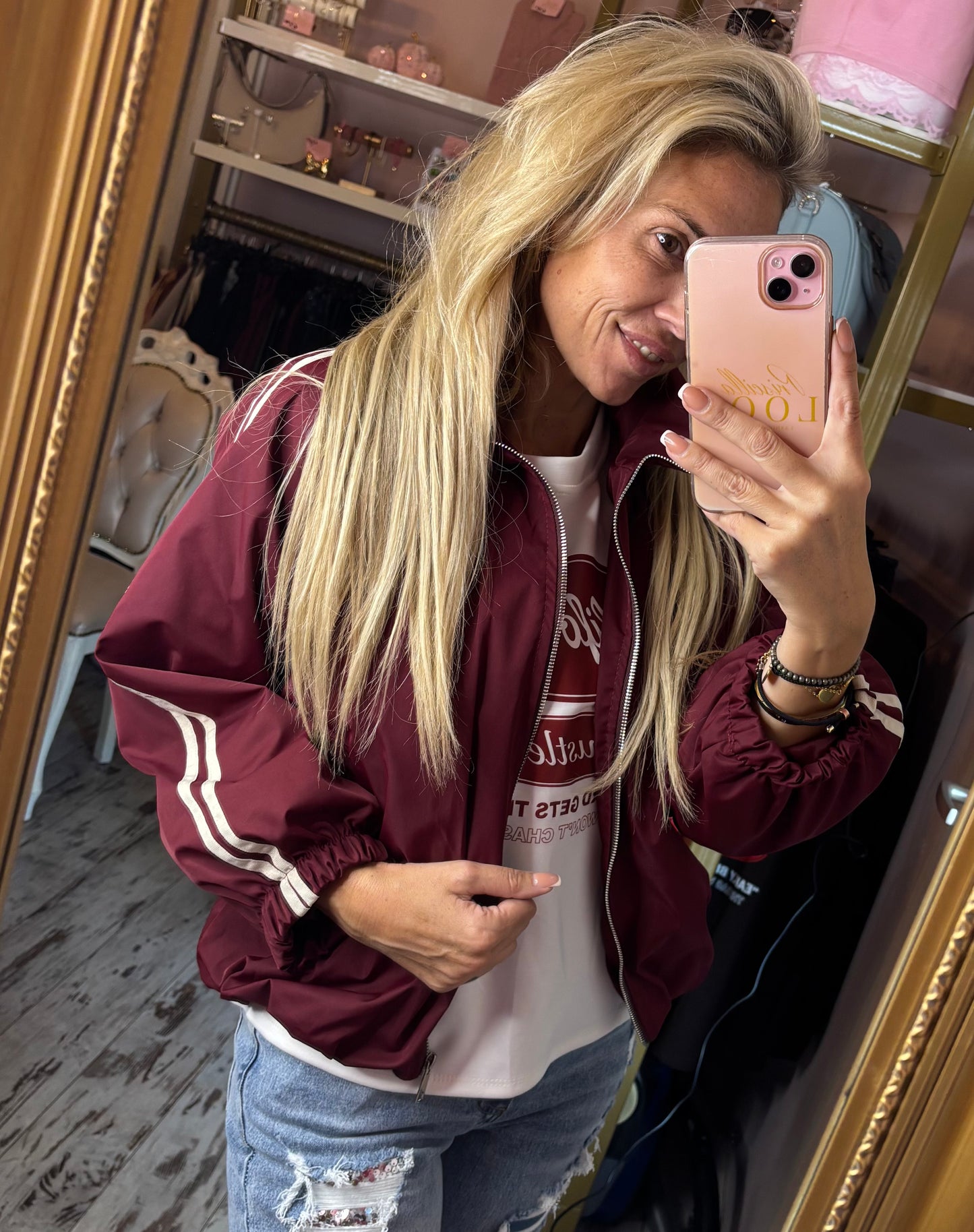 Bomber Stripe Shell Bordeaux tot maat 44