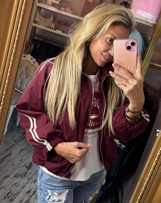 Bomber Stripe Shell Bordeaux tot maat 44