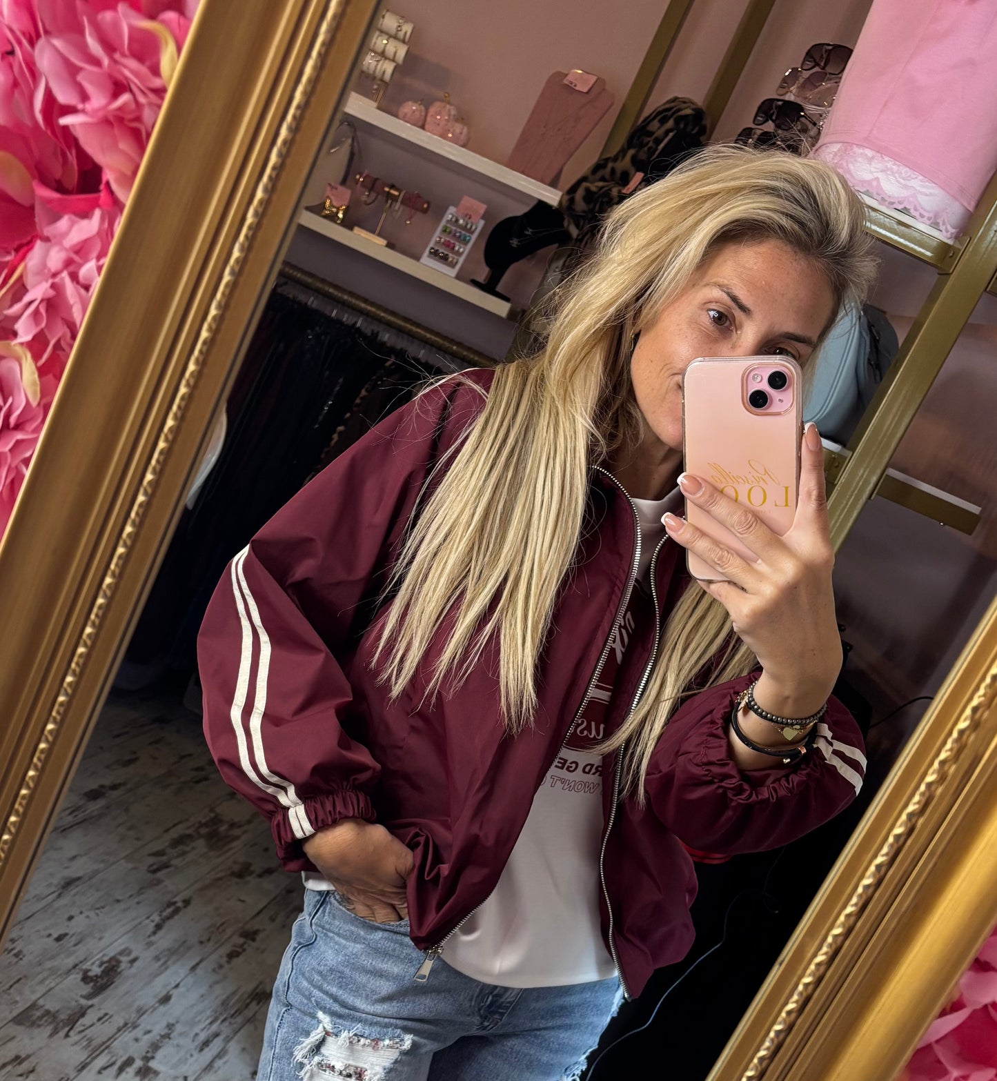 Bomber Stripe Shell Bordeaux tot maat 44